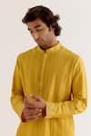 Buy_Devnaagri_Yellow Cotton Silk Blend Embroidery Dori Pintuck Kurta With Pant _Online_at_Aza_Fashions