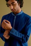 Shop_Devnaagri_Blue Cotton Silk Blend Embroidery Dori Pintuck Straight Kurta With Pant _Online_at_Aza_Fashions