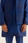 Shop_Devnaagri_Blue Silk Chanderi Embroidered Dori Geometric Work Jacket And Kurta Set 