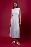 Buy_Amka_Blue Cotton Bandeau Neck Chicory Organic Shirt Dress _at_Aza_Fashions