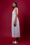 Amka_Blue Cotton Bandeau Neck Chicory Organic Shirt Dress _Online_at_Aza_Fashions