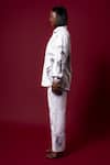 Buy_Amka_White Cotton Collared Chinar Ink Dyed Shirt With Pant _Online_at_Aza_Fashions