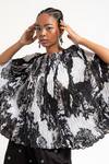 Shop_AMKA_Black Natural Silk Print Musk Bloom Round Neck Jade Top _Online_at_Aza_Fashions