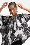 AMKA_Black Natural Silk Print Musk Bloom Round Neck Jade Top _at_Aza_Fashions