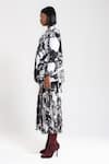 Buy_AMKA_Black Natural Silk Print Musk Bloom Lapel Collar Kola Jacket And Skirt Set _Online_at_Aza_Fashions