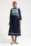 Buy_AMKA_Blue Knitting High Round Sevgi Knitted Trim Dress With Sweater _at_Aza_Fashions