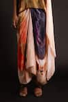 AMKA_Peach Natural Silk Round Teak Abstract Pattern Cape Top And Skirt Set _at_Aza_Fashions