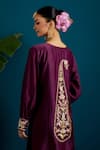 Shop_Anantaa by Roohi_Purple Silk Chanderi Embroidered Resham Paisley Placement Kurta With Pant _Online_at_Aza_Fashions