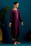 Buy_Anantaa by Roohi_Purple Silk Chanderi Embroidered Resham Paisley Placement Kurta With Pant 