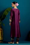 Shop_Anantaa by Roohi_Purple Silk Chanderi Embroidery Sequins Notched Resham Kurta With Pant _at_Aza_Fashions