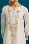 Buy_Anantaa by Roohi_Off White Silk Chanderi Embroidery Sequins Notched Floral Kurta With Pant _Online_at_Aza_Fashions