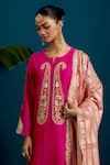 Buy_Anantaa by Roohi_Pink Kurta And Pant Silk Chanderi Embroidery Paisley Floral Resham & Set 