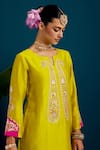 Buy_Anantaa by Roohi_Green Silk Chanderi Embroidery Paisley Floral Dabka Straight Kurta With Pant 