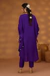 Shop_Isha Gupta Tayal_Purple Silk Embroidery Patchwork V Neck Kaftan Kurta And Pant Set _at_Aza_Fashions