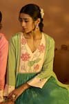 Buy_Isha Gupta Tayal_Green Kurta And Pant Crepe Embroidery Patchwork V Neck Zardozi Floral Set _Online_at_Aza_Fashions