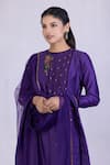 Shop_Monika Mathuria Datta_Purple Chanderi Lycra Embroidered Bead Round Anarkali Set _Online_at_Aza_Fashions