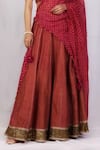 Shop_Monika Mathuria Datta_Pink Chanderi Printed Discharge Round Lehenga Set _Online_at_Aza_Fashions