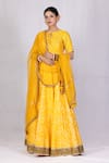 Buy_Monika Mathuria Datta_Yellow Raw Silk Printed Discharge Round Embroidered Kurta And Palazzo Set _at_Aza_Fashions