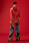 Shop_Nautanky_Red Neoprin Printed Abstract Collar Twilight Shirt With Pant _at_Aza_Fashions