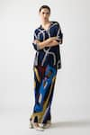 Buy_Nautanky_Blue Neoprin Printed Abstract Collar Orb Shirt With Pant _Online_at_Aza_Fashions