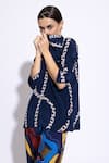 Nautanky_Blue Neoprin Printed Abstract Collar Orb Shirt With Pant _at_Aza_Fashions