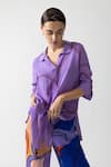 Nautanky_Purple Natural Crepe Printed Abstract Collar Eon Shirt With Pant _at_Aza_Fashions