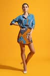 Buy_Nautanky_Blue Natural Crepe Printed Abstract Collar Nova Shirt With Skort _at_Aza_Fashions