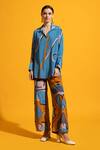 Buy_Nautanky_Blue Natural Crepe Printed Abstract Collar Dusk Shirt With Pant _at_Aza_Fashions