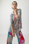 Nautanky_Grey Natural Crepe Printed Abstract Collar Lunar Shirt With Pant _at_Aza_Fashions