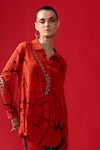 Buy_Nautanky_Red Natural Crepe Printed Abstract Collar Loom Shirt With Pant _Online_at_Aza_Fashions