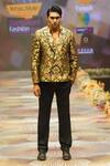 Buy_Rahul Singh_Black Chanderi Silk Floral Pattern Blazer Set _at_Aza_Fashions