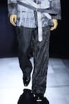 Buy_Rahul Singh_Black Organza Shibori Stripe Pattern Safari Jacket Set _Online_at_Aza_Fashions