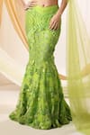 Shweta Aggarwal_Green Net Embroidery 3d Flowers One Blossom Garden Mermaid Lehenga With Blouse _Online_at_Aza_Fashions