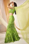 Shop_Shweta Aggarwal_Green Net Embroidery 3d Flowers One Blossom Garden Mermaid Lehenga With Blouse _Online_at_Aza_Fashions