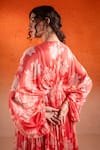 Shop_SSHILPA SAMRIYA_Peach Kaftan Chiffon Print Flower Bloom V Neck Tie-up _at_Aza_Fashions