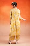 Shop_SSHILPA SAMRIYA_Yellow Chinon Chiffon Print Floral Round A-line Kurta With Palazzo _at_Aza_Fashions