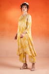 SSHILPA SAMRIYA_Yellow Chinon Chiffon Print Floral Round A-line Kurta With Palazzo _Online_at_Aza_Fashions