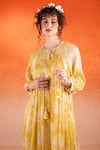 Buy_SSHILPA SAMRIYA_Yellow Chinon Chiffon Print Floral Round A-line Kurta With Palazzo _Online_at_Aza_Fashions