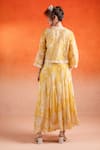 Shop_SSHILPA SAMRIYA_Yellow Chinon Chiffon Embroidery Floral Dress Plunge V-neck Crop Jacket With _at_Aza_Fashions