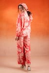 Shop_SSHILPA SAMRIYA_Peach Crepe Embroidery Floral Closed Aari Top With Straight Pant_at_Aza_Fashions