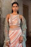 SSHILPA SAMRIYA_Ivory Blouse And Lehenga Satin Organza Hand Embroidered Printed A-line Set _Online_at_Aza_Fashions