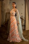 Buy_SSHILPA SAMRIYA_Ivory Blouse And Lehenga Satin Organza Hand Embroidered Printed A-line Set _Online_at_Aza_Fashions