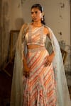 Shop_SSHILPA SAMRIYA_Ivory Blouse And Lehenga Satin Organza Hand Embroidered Printed A-line Set _Online_at_Aza_Fashions