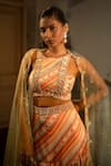 SSHILPA SAMRIYA_Ivory Blouse And Lehenga Satin Organza Hand Embroidered Printed A-line Set _Online