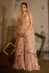 Buy_SSHILPA SAMRIYA_Ivory  Crepe Hand Embroidered Floral Printed Sharara Set With Cape _at_Aza_Fashions