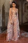 SSHILPA SAMRIYA_Ivory  Crepe Hand Embroidered Floral Printed Sharara Set With Cape_Online_at_Aza_Fashions