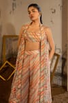 SSHILPA SAMRIYA_Ivory  Crepe Hand Embroidered Floral Printed Sharara Set With Cape_at_Aza_Fashions