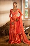 Buy_SSHILPA SAMRIYA_Red Anarkali Chinnon Chiffon Hand Embroidered Floral Printed With Dupatta _at_Aza_Fashions