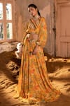 Buy_SSHILPA SAMRIYA_Yellow Cotton Silk Hand Embroidered Floral V Neck Lehenga With Blouse _Online_at_Aza_Fashions