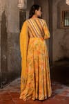 Shop_SSHILPA SAMRIYA_Yellow Anarkali Cotton Silk Hand Embroidered Printed Kothi Style With Dupatta_at_Aza_Fashions